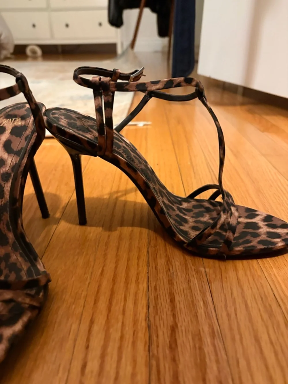 Zara Leopard-Print Strappy Sandals in Brown and Black - Picture 3 of 6